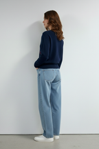 Bisiklet Yaka Kalp Düğme ve Kalpler Nakışlı Triko Hırka