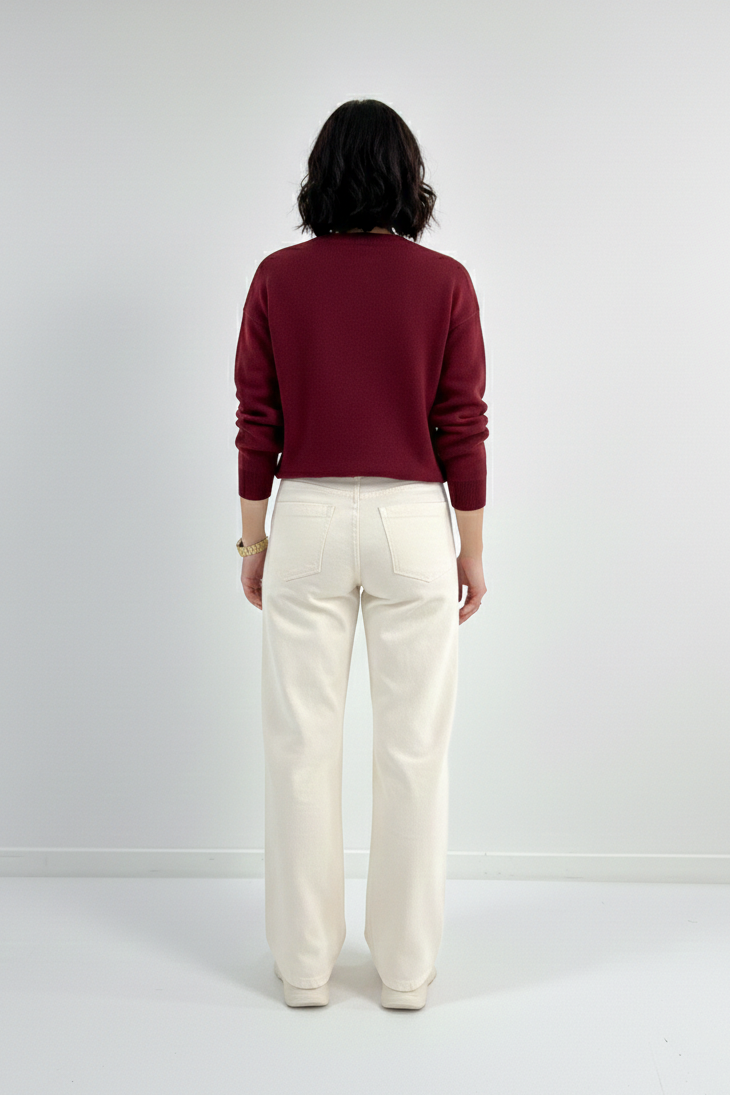 Bisiklet Yaka Kalp Düğme ve Kalpler Nakışlı Triko Hırka