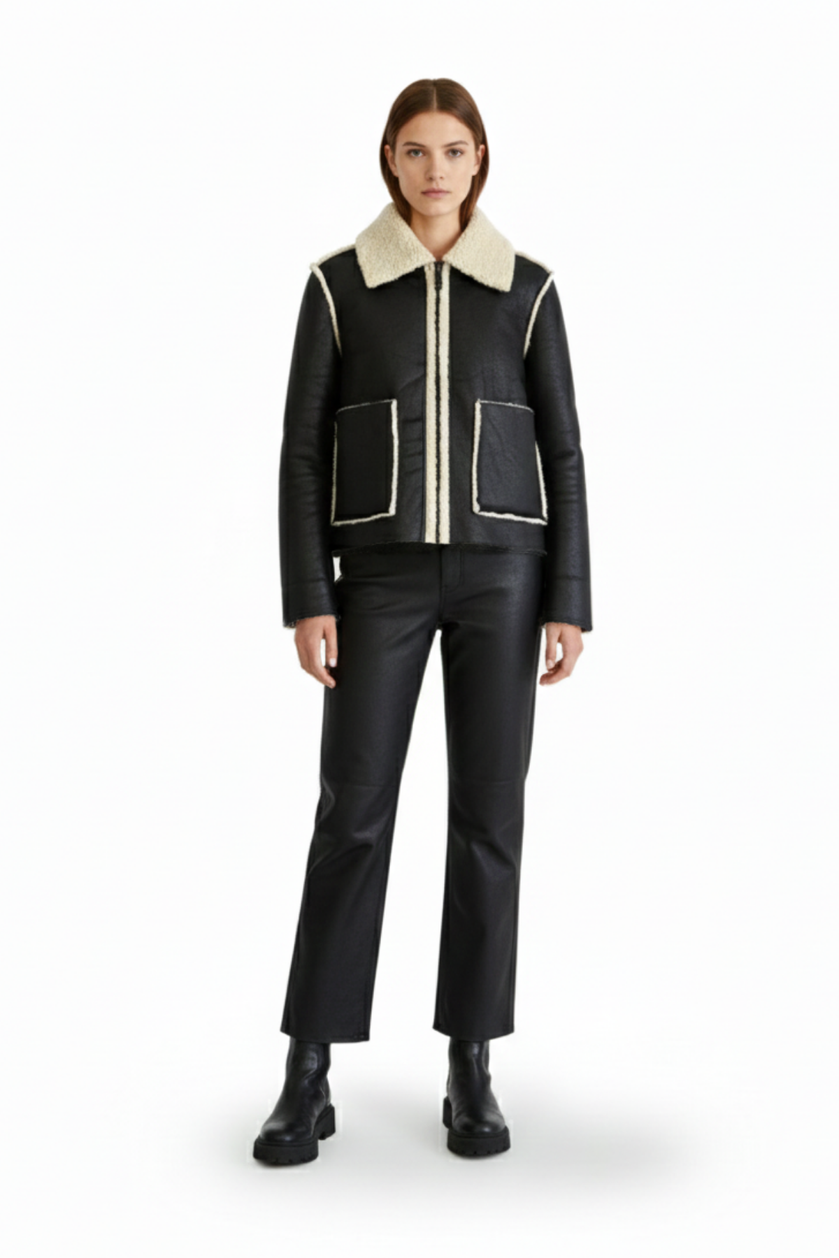 Kürk Astarlı Suni Deri Biker Ceket