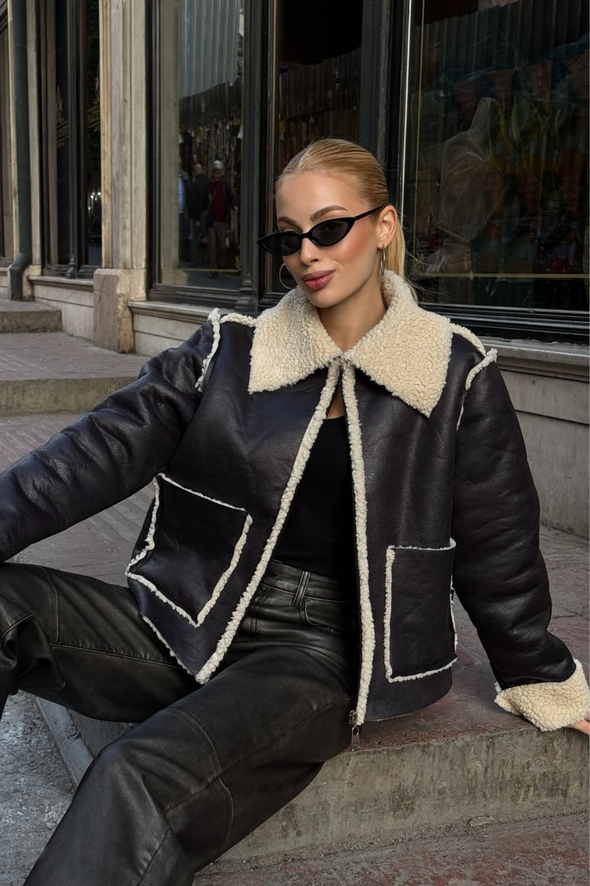 Kürk Astarlı Suni Deri Biker Ceket