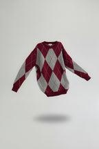 Bisiklet Yaka Baklava Desen Oversize Triko