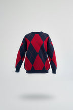 Bisiklet Yaka Baklava Desen Oversize Triko