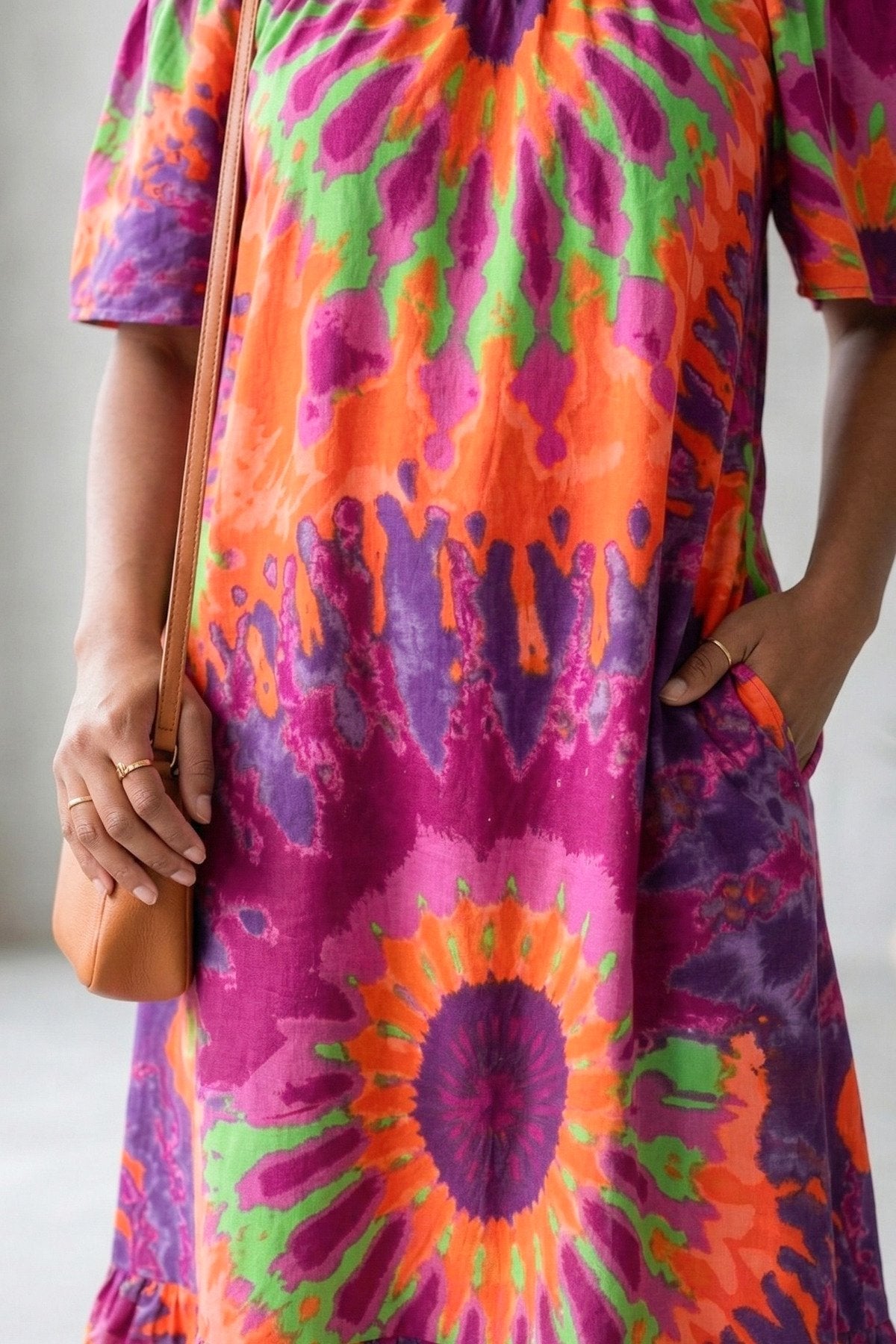 Bohem Stil Madonna Yaka Cepli Yazlık Elbise